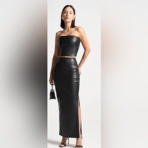 Manìere De Voir Leather Skirt Set